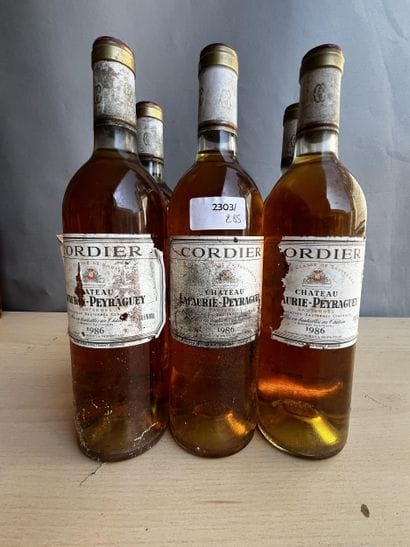 6 bouteilles Chateau Lafaurie-Peyraguey 1986...