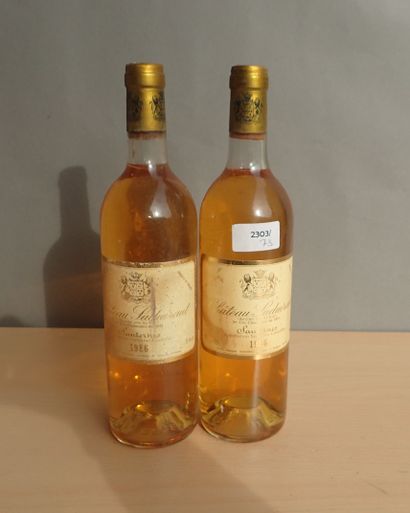2 bouteilles Château Suduiraut 1986 Sauternes,...