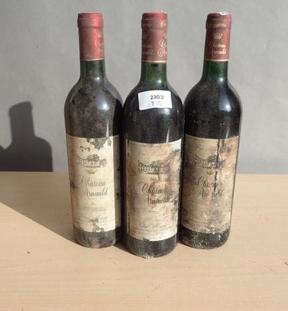 3 bouteilles Château Arnault 1985 Margaux,...
