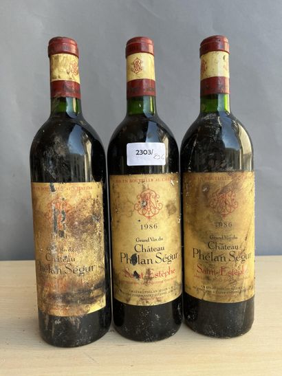 3 bouteilles Château Phélan Ségur 1986 Saint...