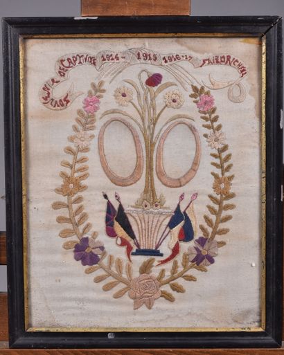 Fr- Travail de broderie d’un prisonnier français...