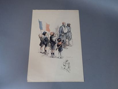 Francisque Poulbot. 1879-1949 «enfants saluant...
