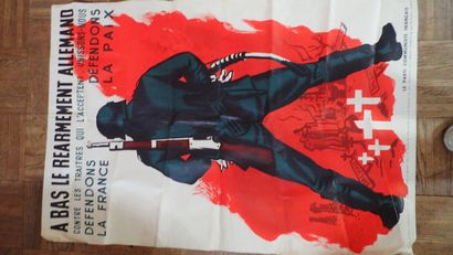 Affiche «A bas le réarmement allemand…défendons...