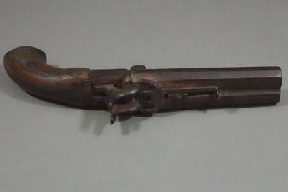 Pistolet à broche à deux canons à pans, avec...