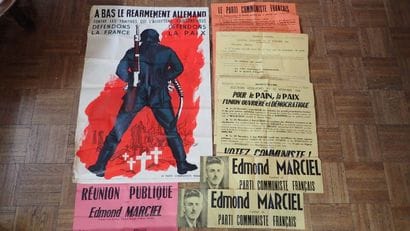 Affiche «A bas le réarmement allemand…défendons...