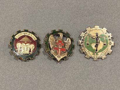 Train. Trois insignes : 1er Cie de transport...