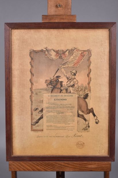 Fr- Diplôme décerné au Lieutenant Henri Favret...