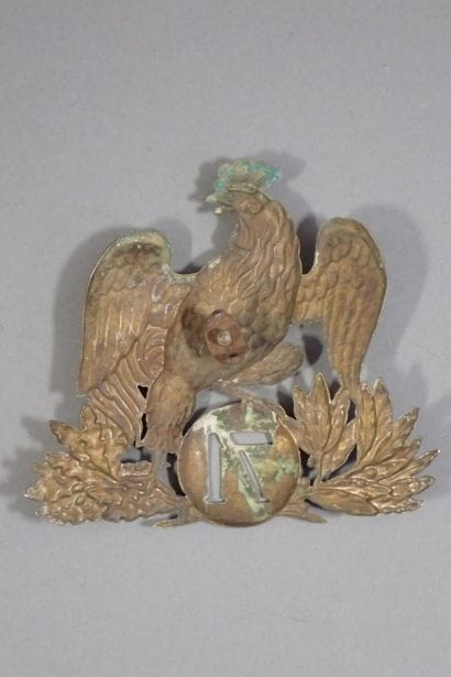 Plaque de shako au coq du 71° de ligne, en...