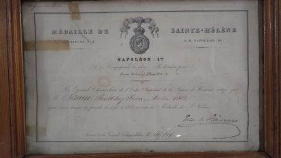 Diplôme de la Médaille de Saint Hélène attribué...