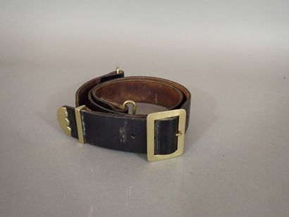 Bretelle de giberne en cuir verni noir à...