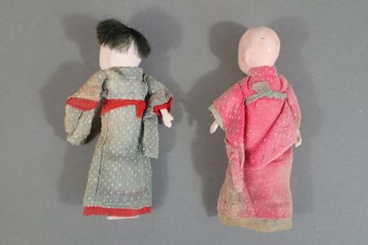 Lot de 2 poupées miniatures japonaises en...