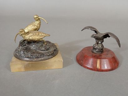 CAILAR BAYARD, Groupe de bécassines en bronze...