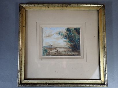 Ecole du XIXe siècle, Paysage naturel avec...