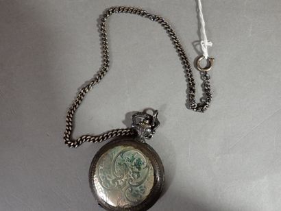 ***Montre de gousset en métal argenté, le...