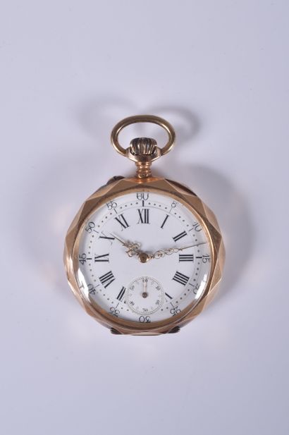 Montre gousset et contre boîtier en or jaune...