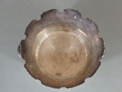 Rafraichissoir à verres en métal argenté,...