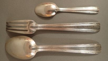 Ménagère en métal argenté, modèle moderniste,...