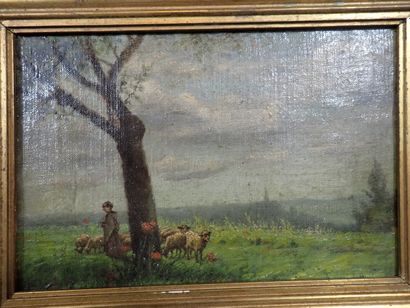 Ecole du XIXe siècle, Paysage avec berger...