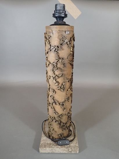 Rouleau d'imprimerie en bois à motifs stylisés,...