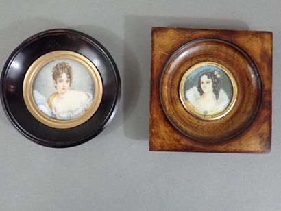 ECOLE FRANCAISE, Lot de deux miniatures,...