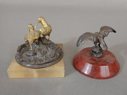 CAILAR BAYARD, Groupe de bécassines en bronze...