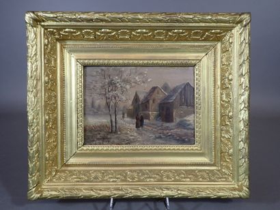 Ecole du XIX-Xxe siècle, Vue de village en...