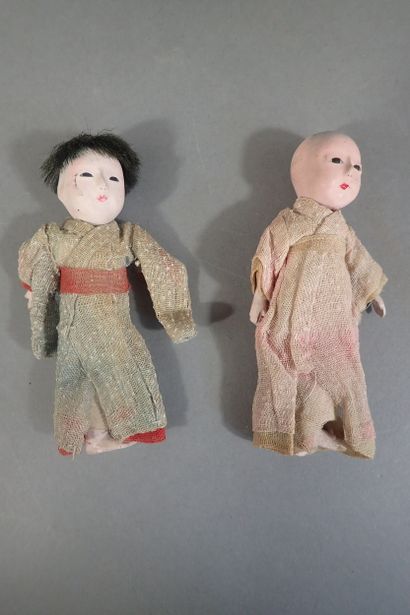 Lot de 2 poupées miniatures japonaises en...