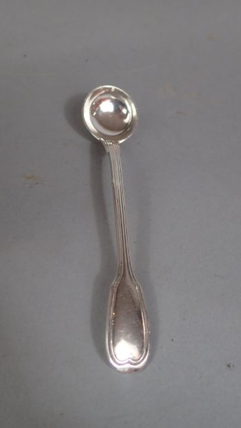 CHRISTOFLE. Louche à moutarde en métal argenté,...