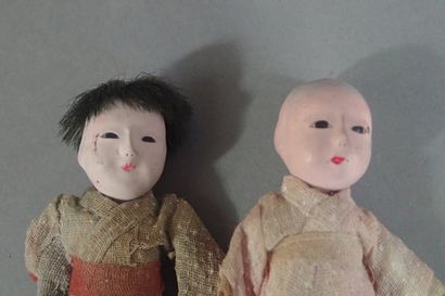 Lot de 2 poupées miniatures japonaises en...