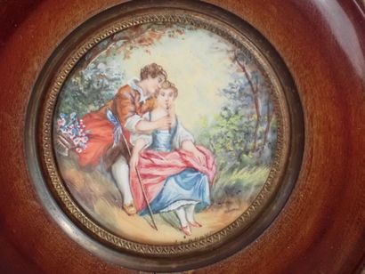 J. CANAU (?) (XIXème siècle). Paire de miniatures...