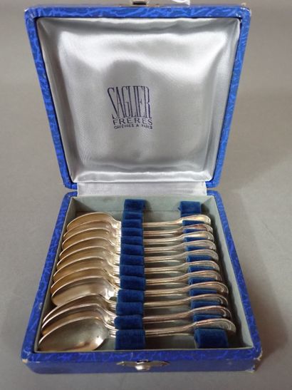 Saglier Frères. Lot de 11 cuillères à moka...