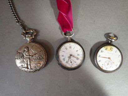 Lot de trois montres de gousset en métal...