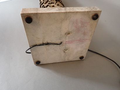 Rouleau d'imprimerie en bois à motifs stylisés,...