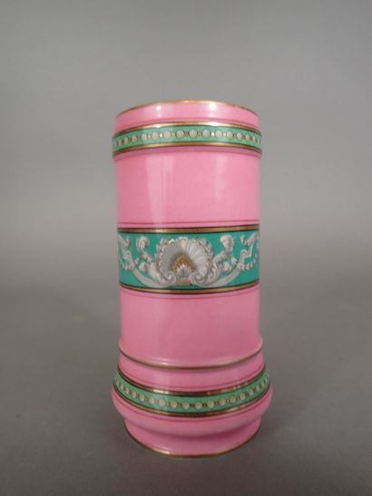 Vase rouleau en porcelaine émaillée à fond...