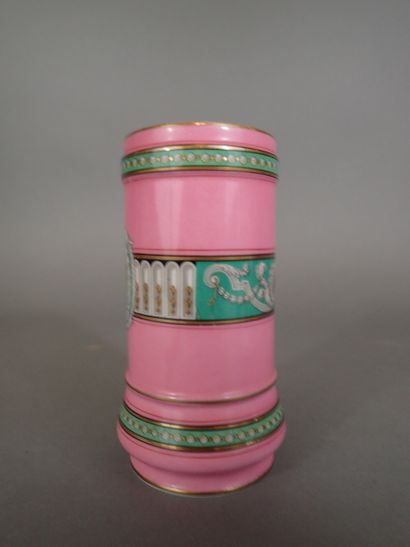 Vase rouleau en porcelaine émaillée à fond...