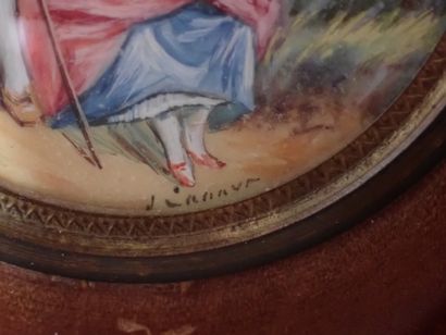 J. CANAU (?) (XIXème siècle). Paire de miniatures...