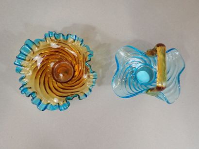 PORTIEUX, attribué à. Ensemble en verre teinté...