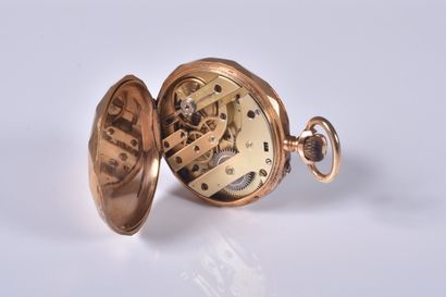 Montre gousset et contre boîtier en or jaune...