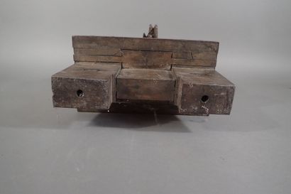 Poulie à deux réas et son support en bois...