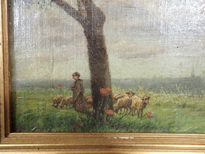 Ecole du XIXe siècle, Paysage avec berger...