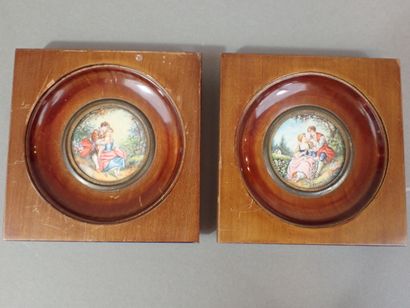 J. CANAU (?) (XIXème siècle). Paire de miniatures...