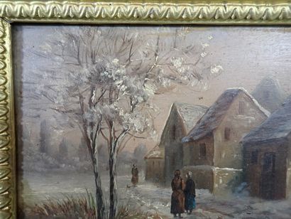 Ecole du XIX-Xxe siècle, Vue de village en...