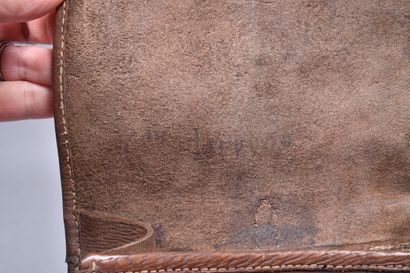 Fr- Porte carte d’officier en cuir brun,...