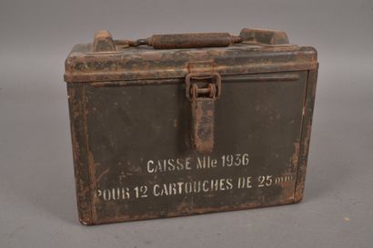 Caisse à munitions en métal, avec inscription...