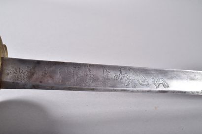 Fort sabre d’officier, XVIIe siècle. Monture...