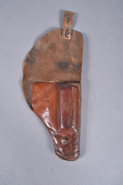 Etui pour pistolet 7,65 en cuir brun souple,...