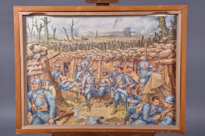 « Verdun – dans la tranchée » chromolithographie...
