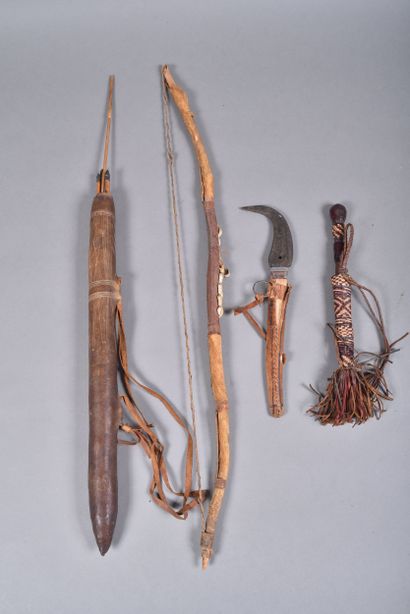 Lot armes africaines : arc, couteaux, carquois...