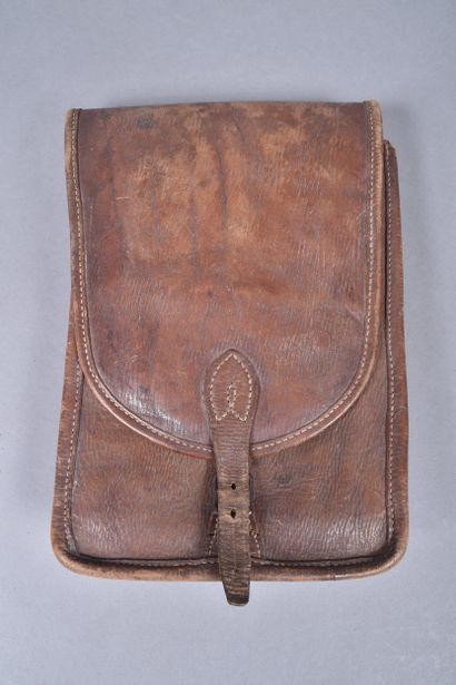 Fr- Porte carte d’officier en cuir brun,...