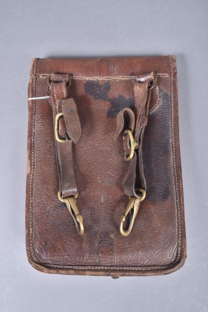 Fr- Porte carte d’officier en cuir brun,...